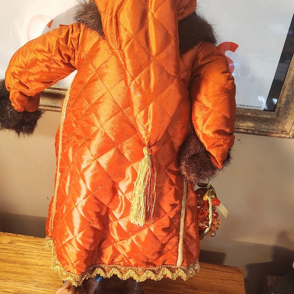 VICTORIAN OLE ST NICK CERAMIC FACE/HANDS QUILTED DUSTY ROSE 21" CHRISTMAS STATUE - Picture 9 of 12